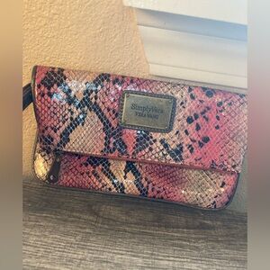 Simply Vera Vera Wang Pink Snake Print Clutch